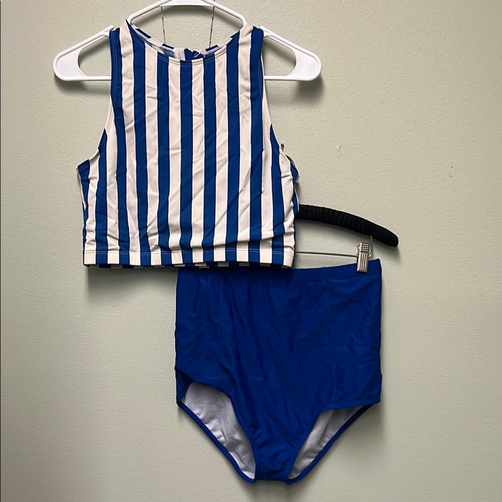 Coral Reef Blue and White Striped Bikini Set~Large